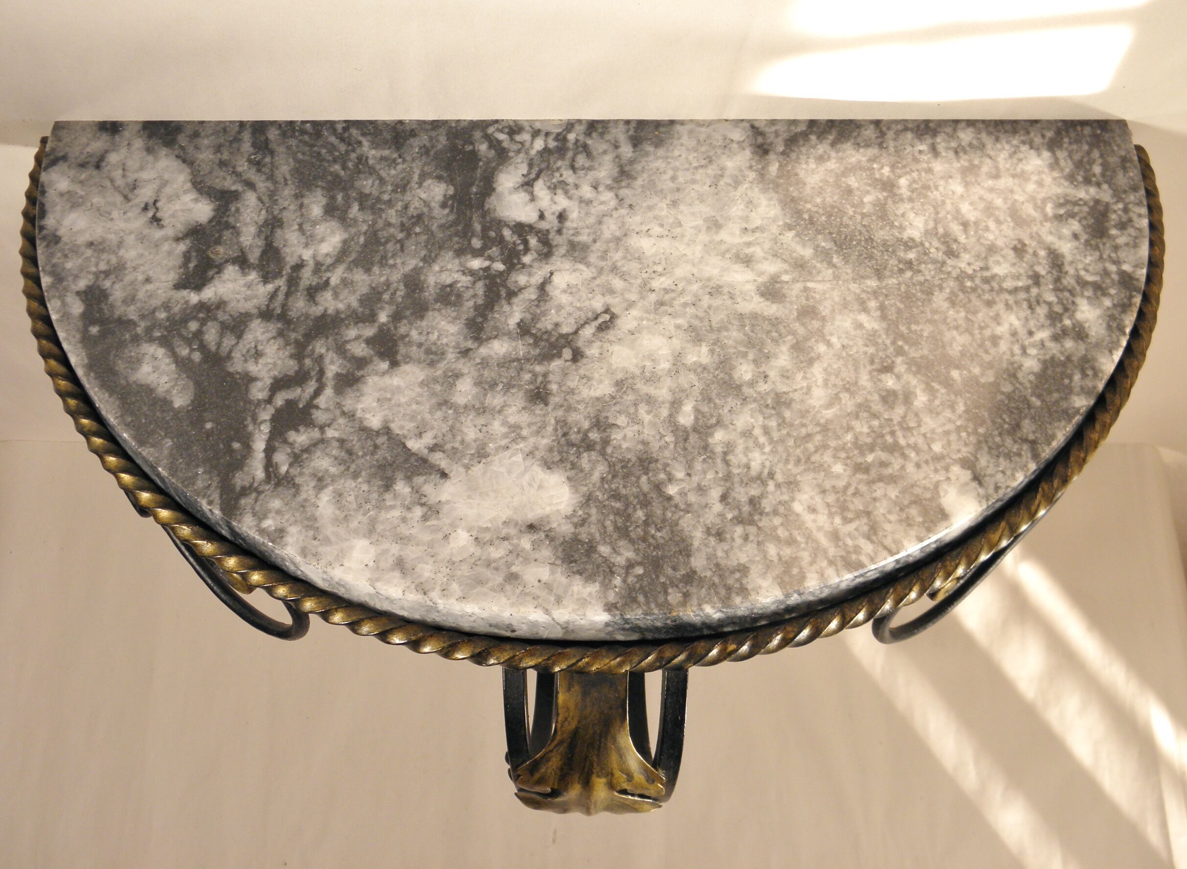 Wrought iron and marble wall console