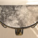 Wrought iron and marble wall console
