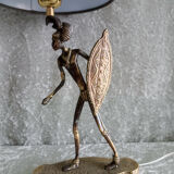 Lampe guerrier africain en bronze.