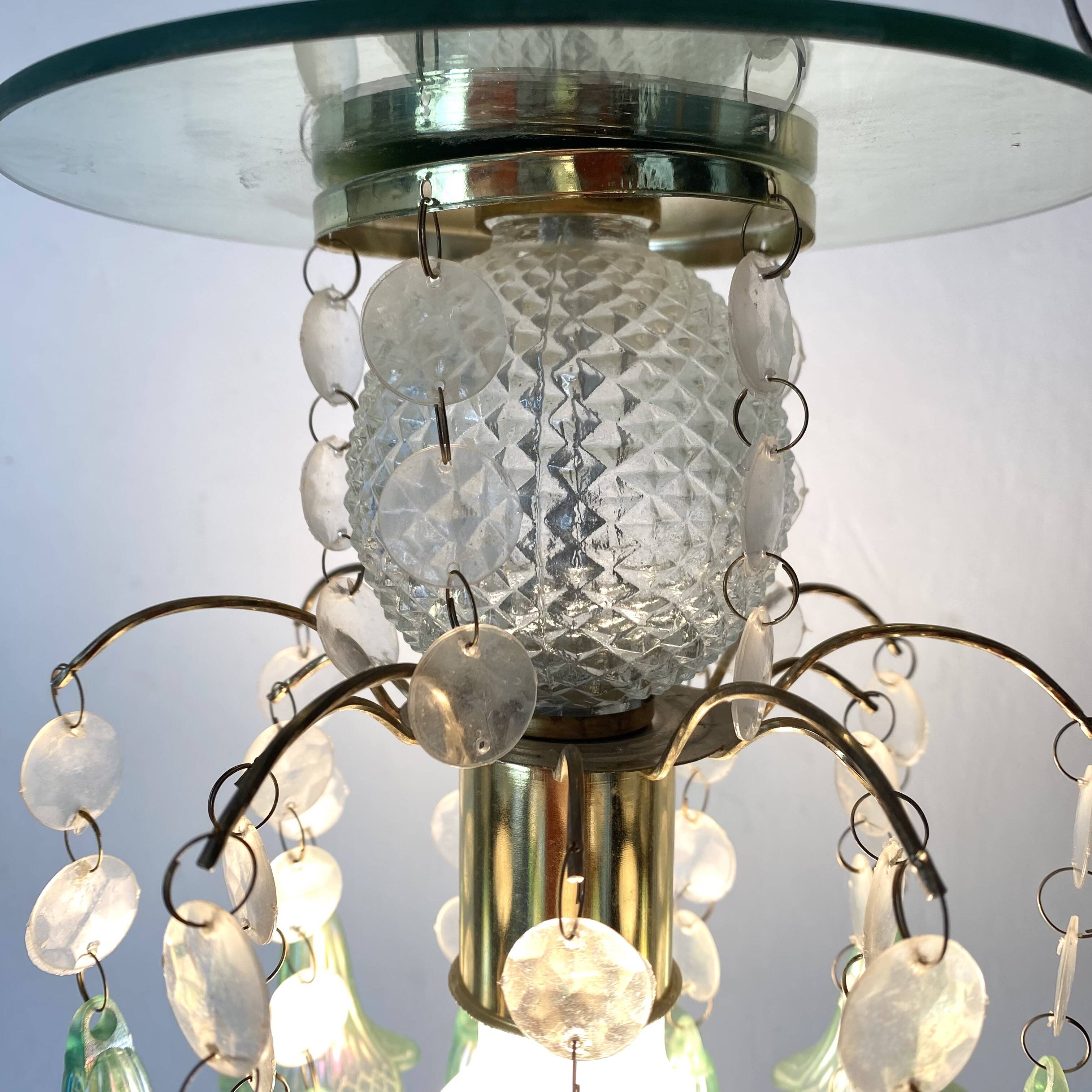 Vintage pendant lamp with tassels and bells
