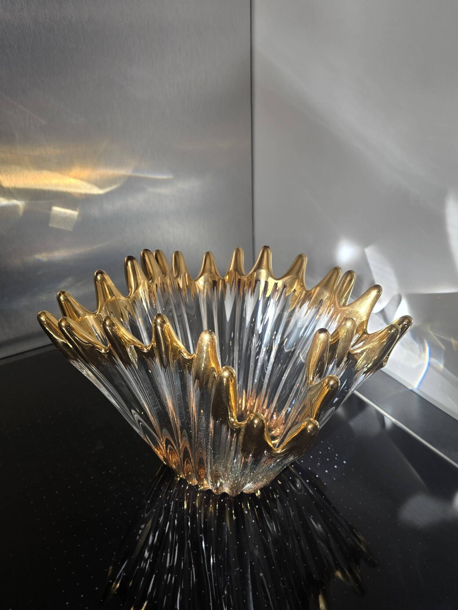 Free-form crystal bowl with fine gold gilding – Vintage 1950s/1960s