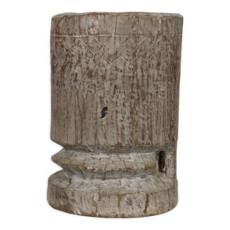 Ancient carved wooden mortar