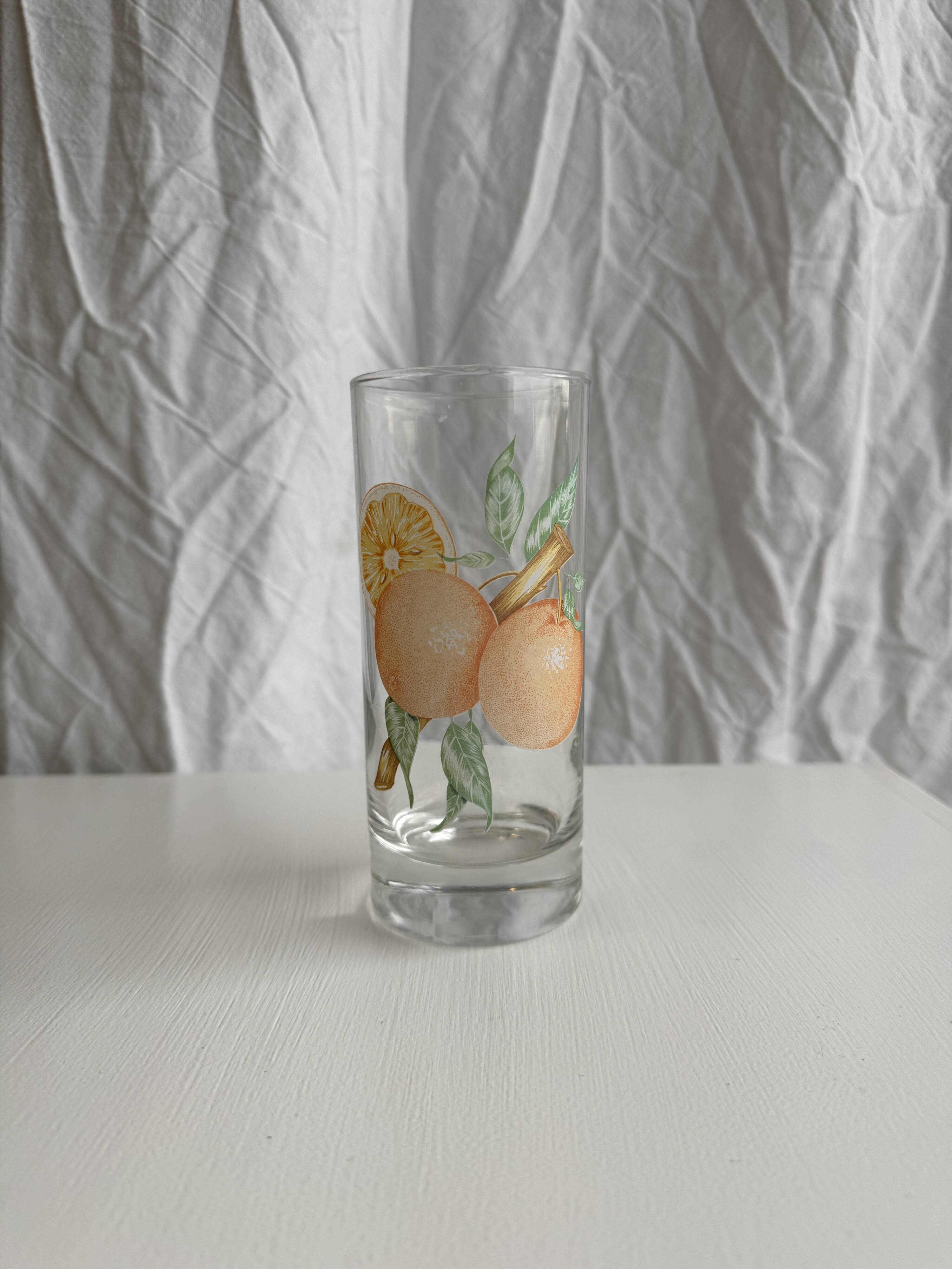 Lot de 5 verres vintage à motif de fruits