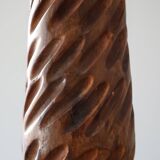 Hand-carved solid wood candle holder