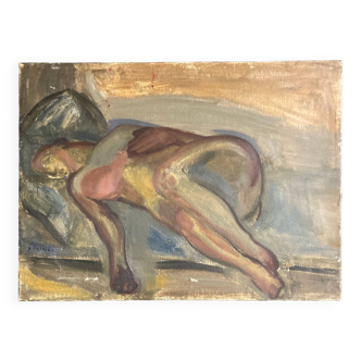 Nude oil on canvas by Joseph Terdjan