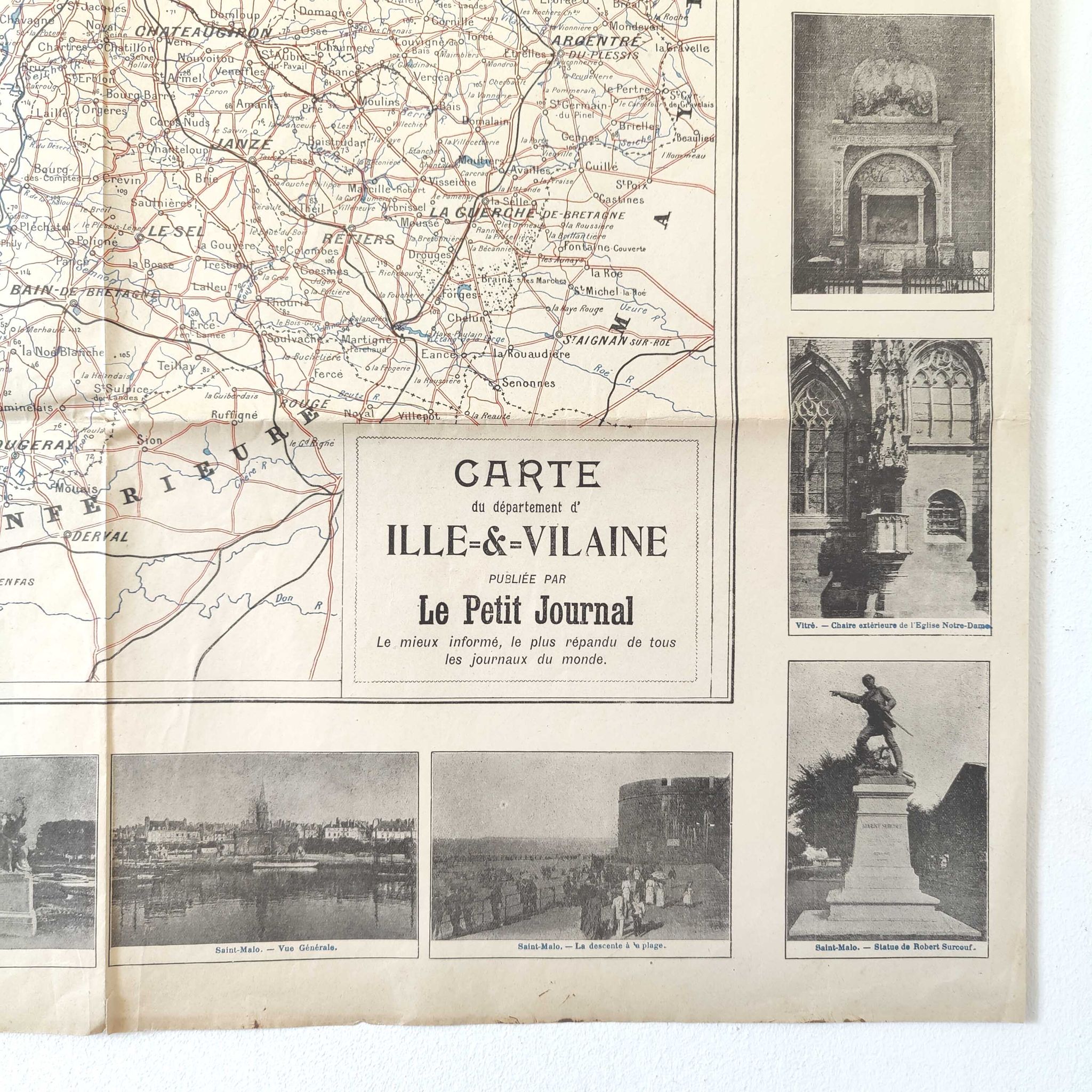 Carte ancienne France Bretagne Rennes St Malo