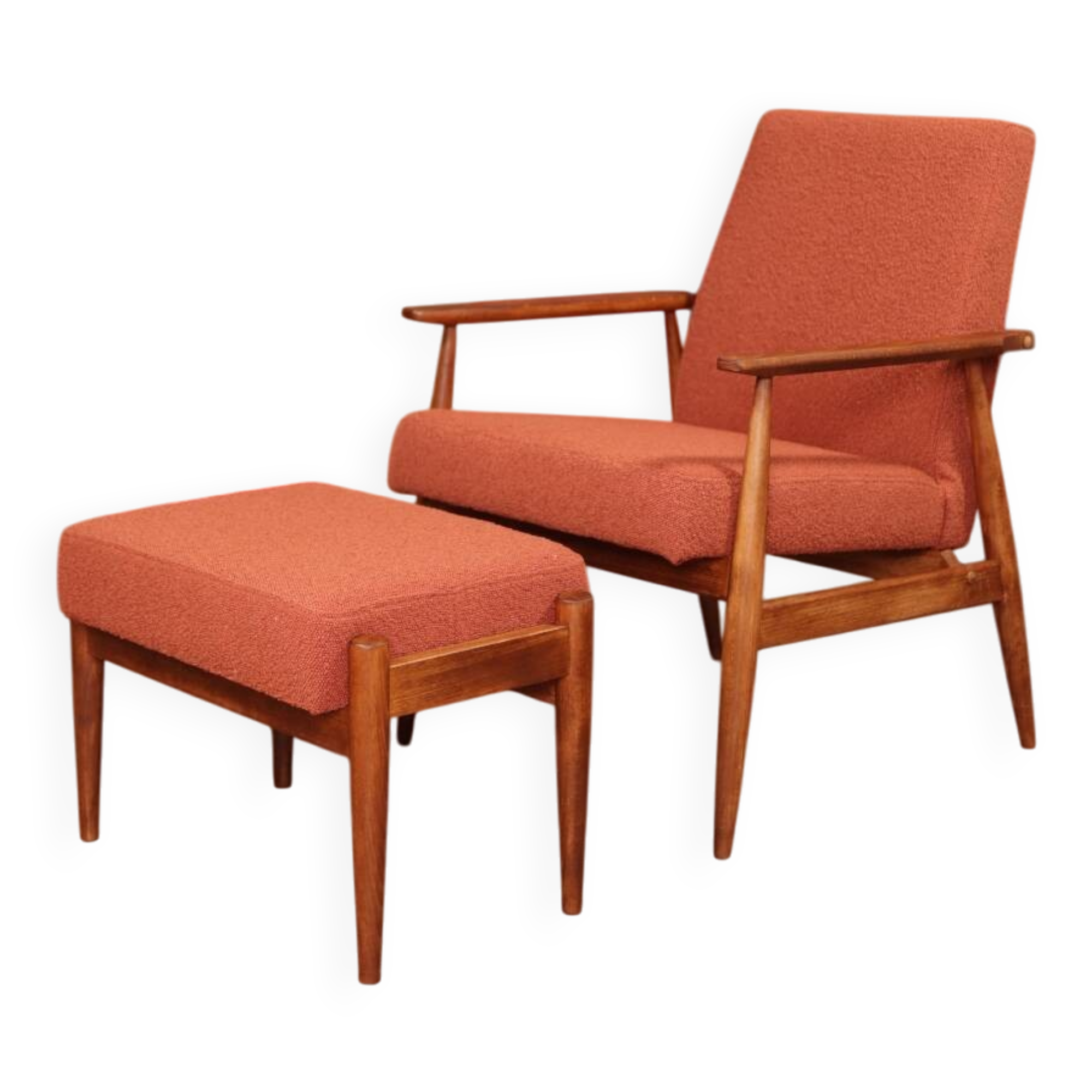 Fauteuil lounge et repose-pieds Vintage Terracota Boucle
