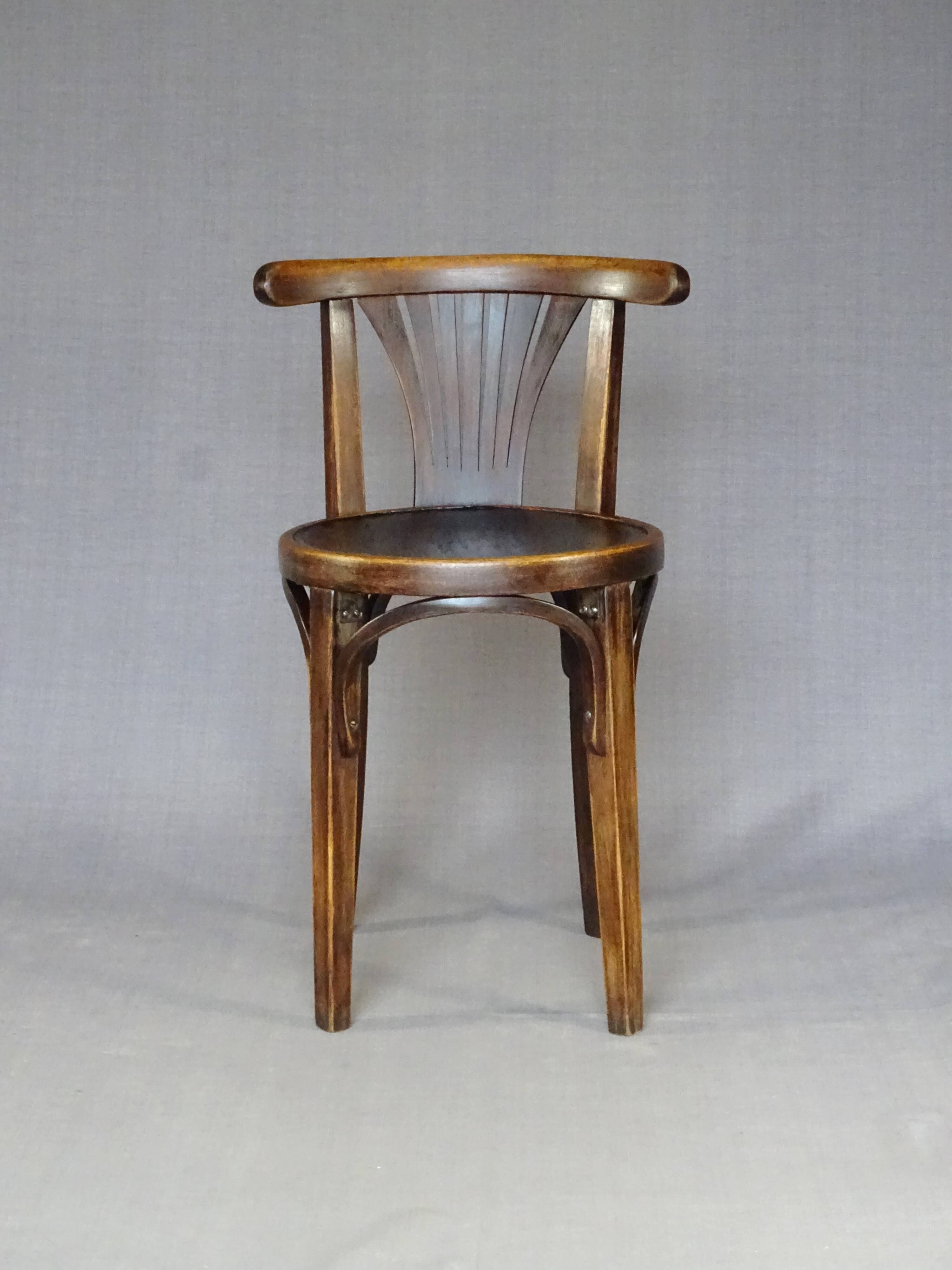 2 stools/bistro chairs, Thonet 1925, with palmette backrest No Baumann