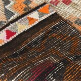 3x12 Vintage Red Orange Turkish Runner Rug, Handmade Wool Carpet, 86x352Cm