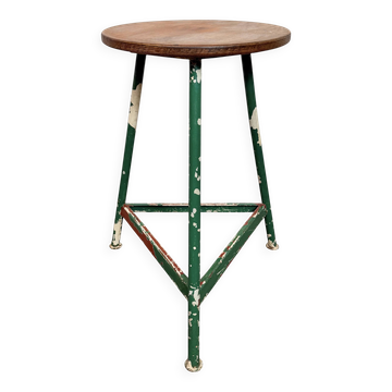 Tabouret d'atelier industriel vert, années 1960