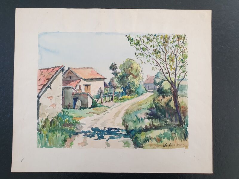 André Duculty (1912-1990) Watercolor on paper "Vitry sur Loire" Signed lower right