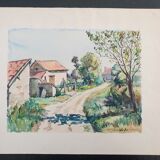 André Duculty (1912-1990) Watercolor on paper "Vitry sur Loire" Signed lower right