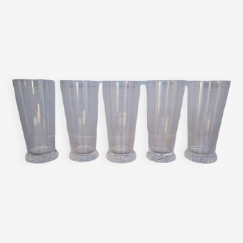 Serie 5 verres Daum cristal filigrané