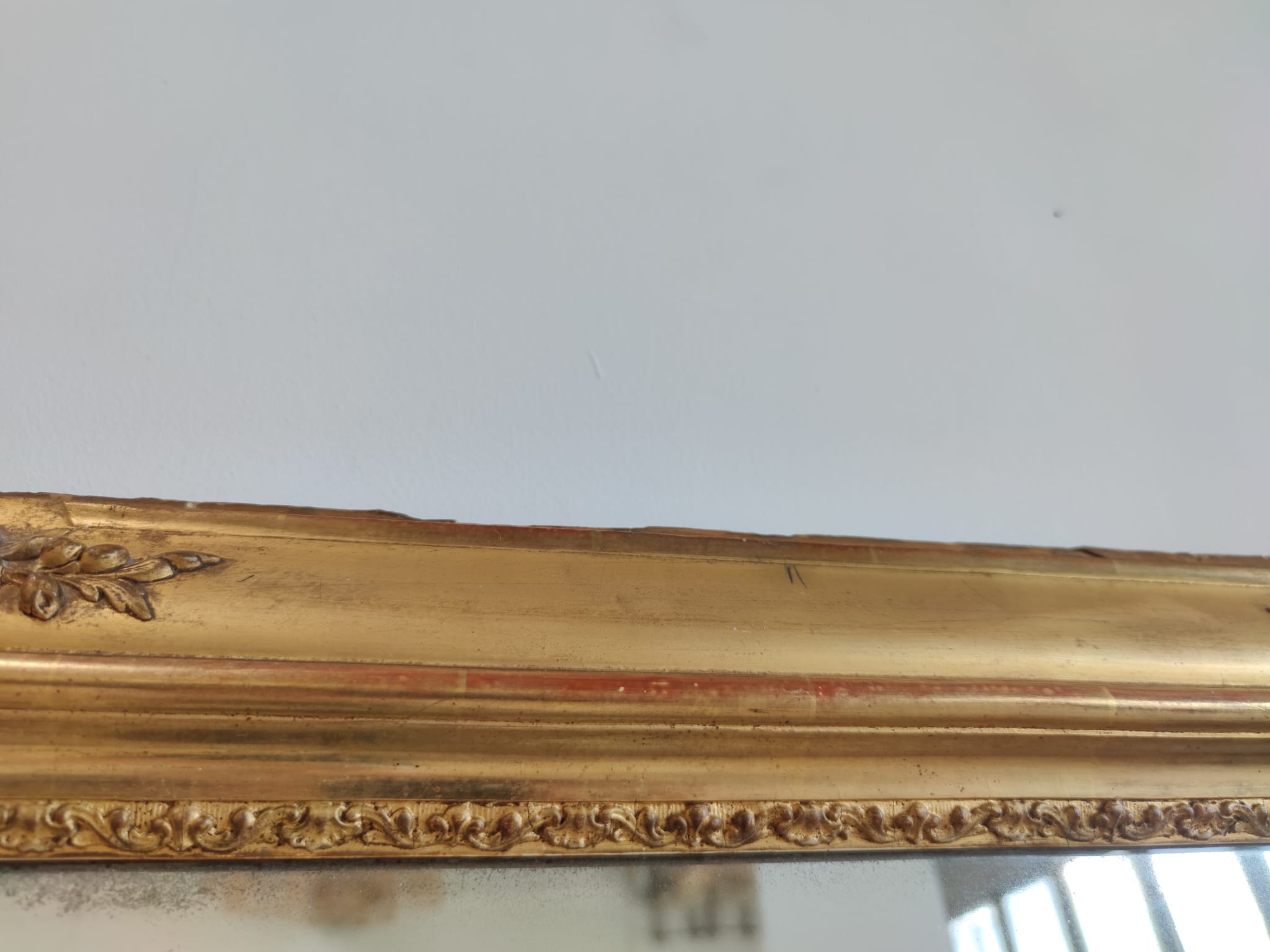 Rectangular golden mirror moldings plant motifs nineteenth H: 130cm