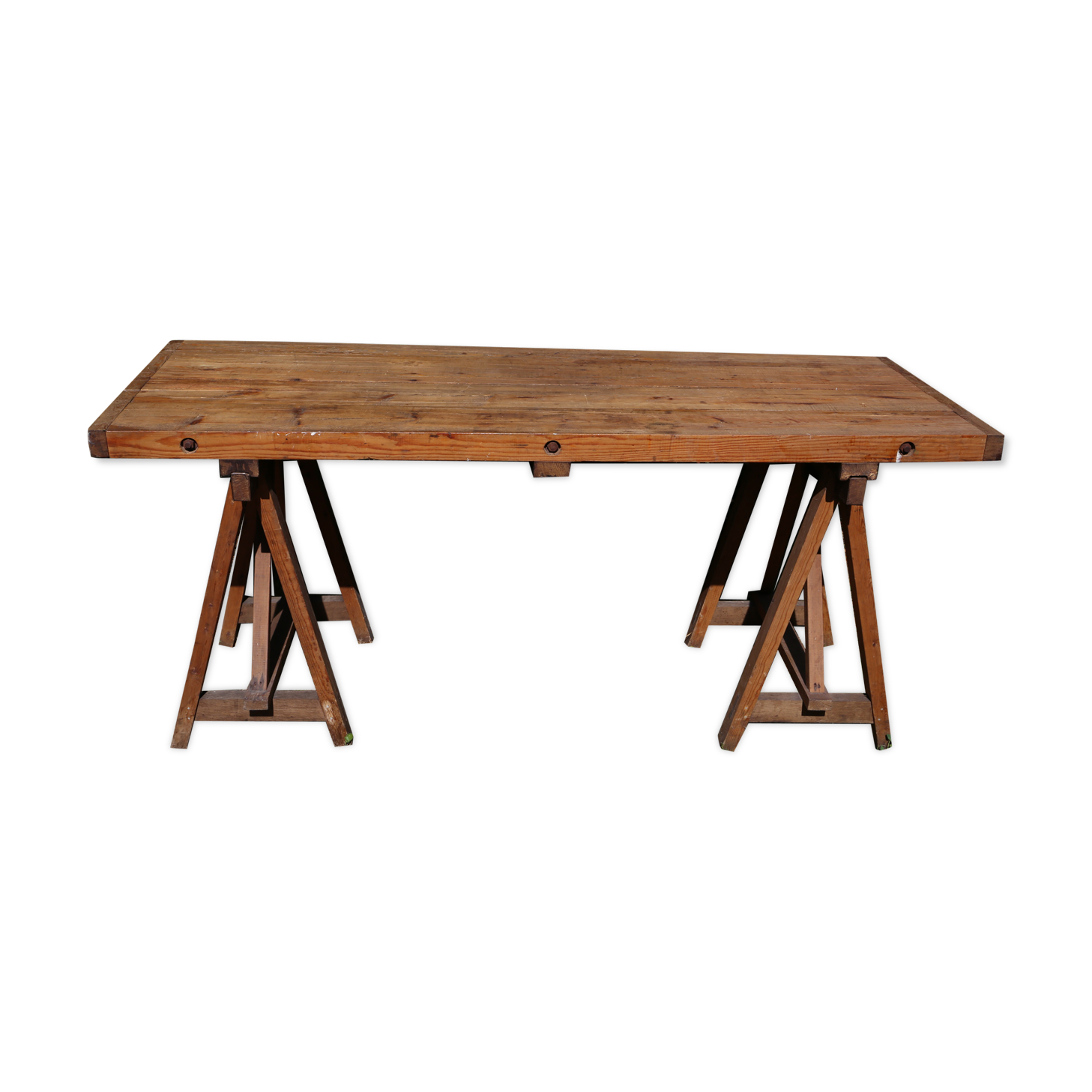 Farm table on trestles, 178 cm x 68 cm