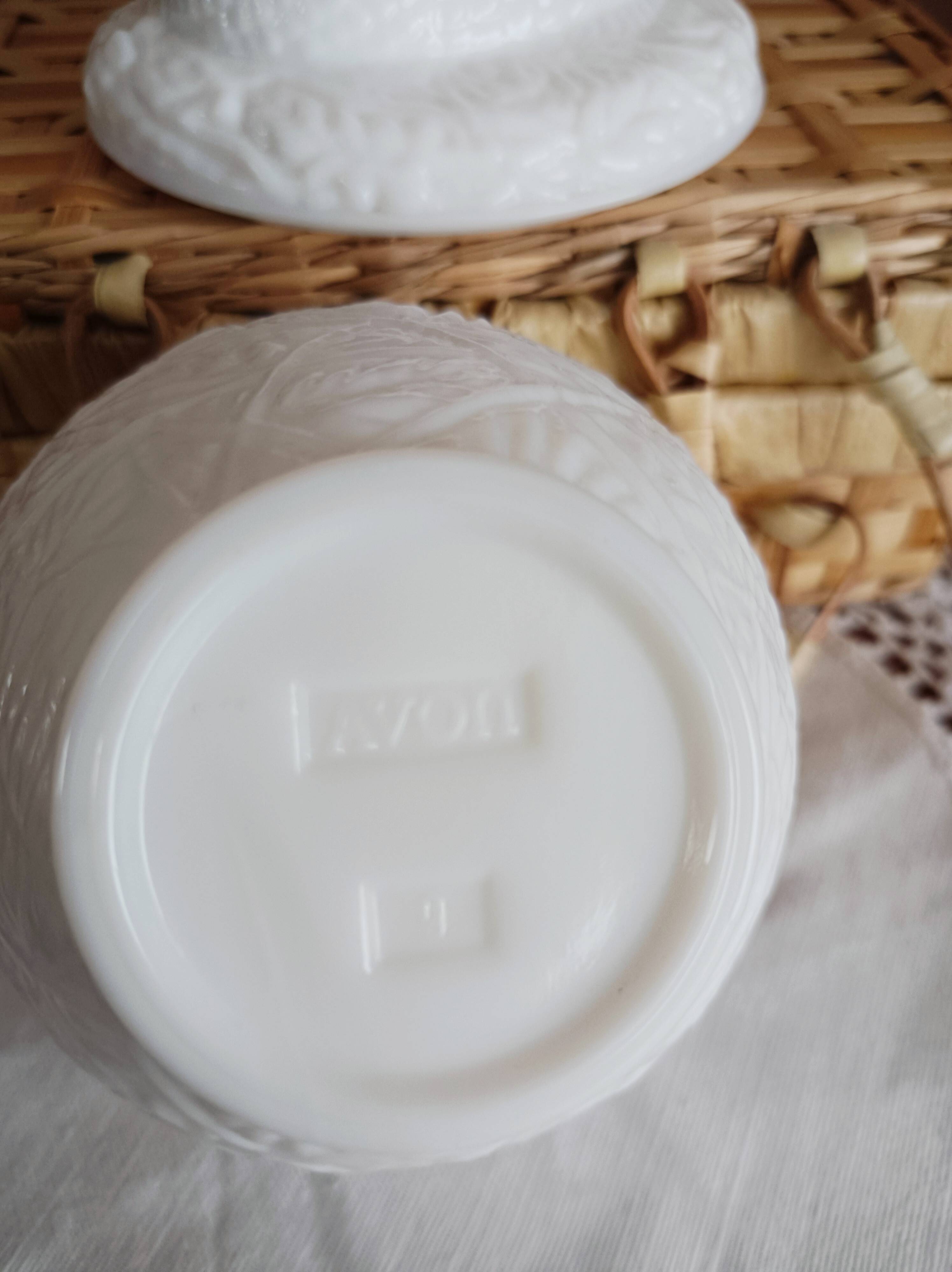 Avon opaline pot, bird decor