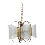 Vintage 60's chandelier in brass and worked glass italian design