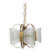 Vintage 60's chandelier in brass and worked glass italian design
