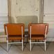 Pair of modernist low chairs in skai camel vintage 60s/70s