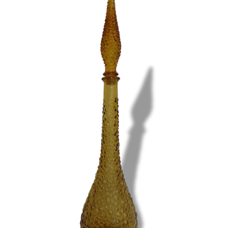 Large "bubbles" yellow glass carafe