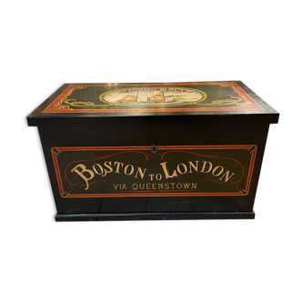 Anchor line painted wooden chest