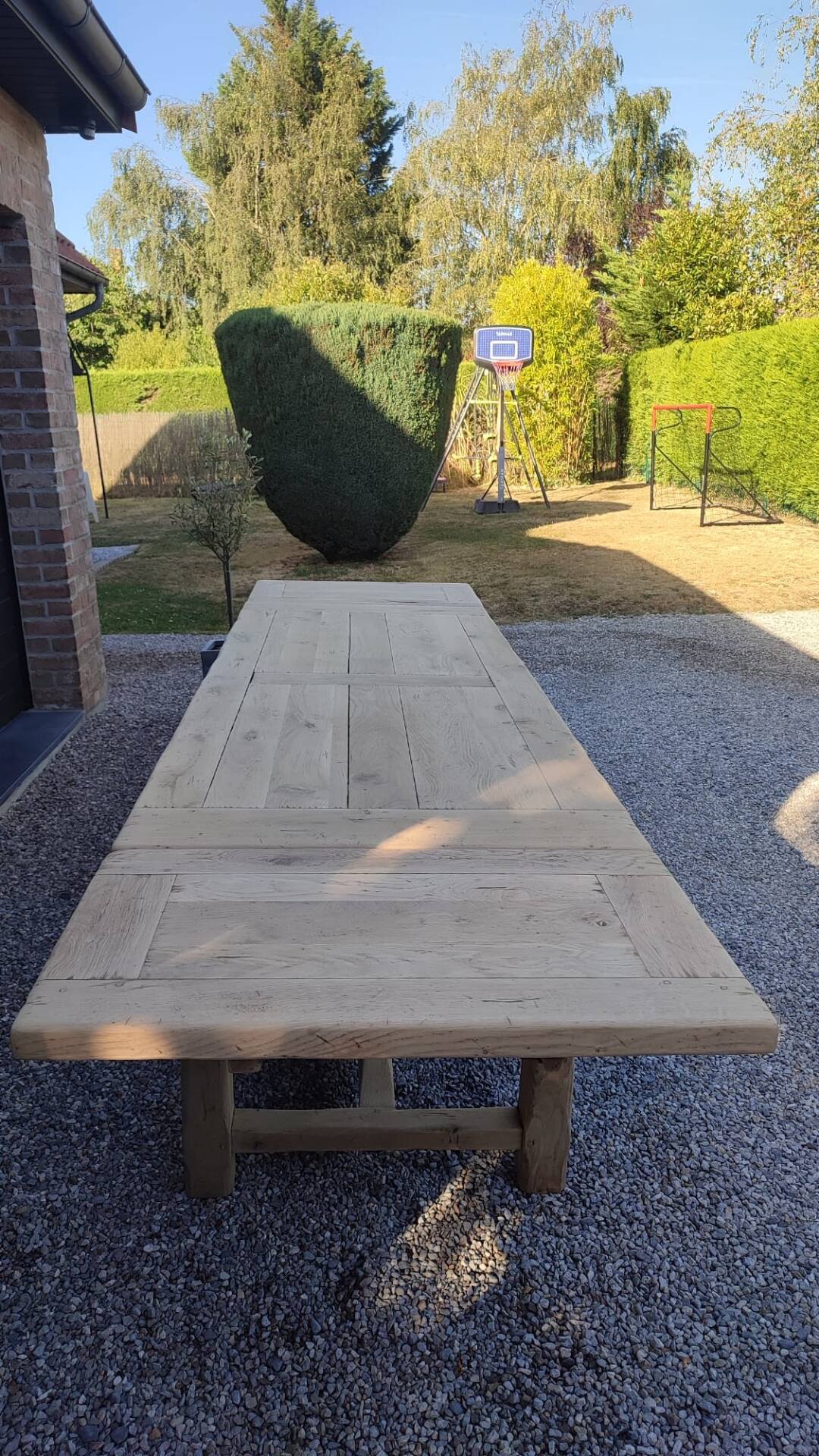Table de ferme 3m20 chêne massif 2 rallonges