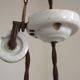 Vintage French Rise & Fall Counterbalance Ceiling Light Opaline Glass Shade