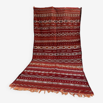 Old Zemmouri Kilim, Faltwoven Berber Rug, Handmade Moroccan Carper, Home Decor