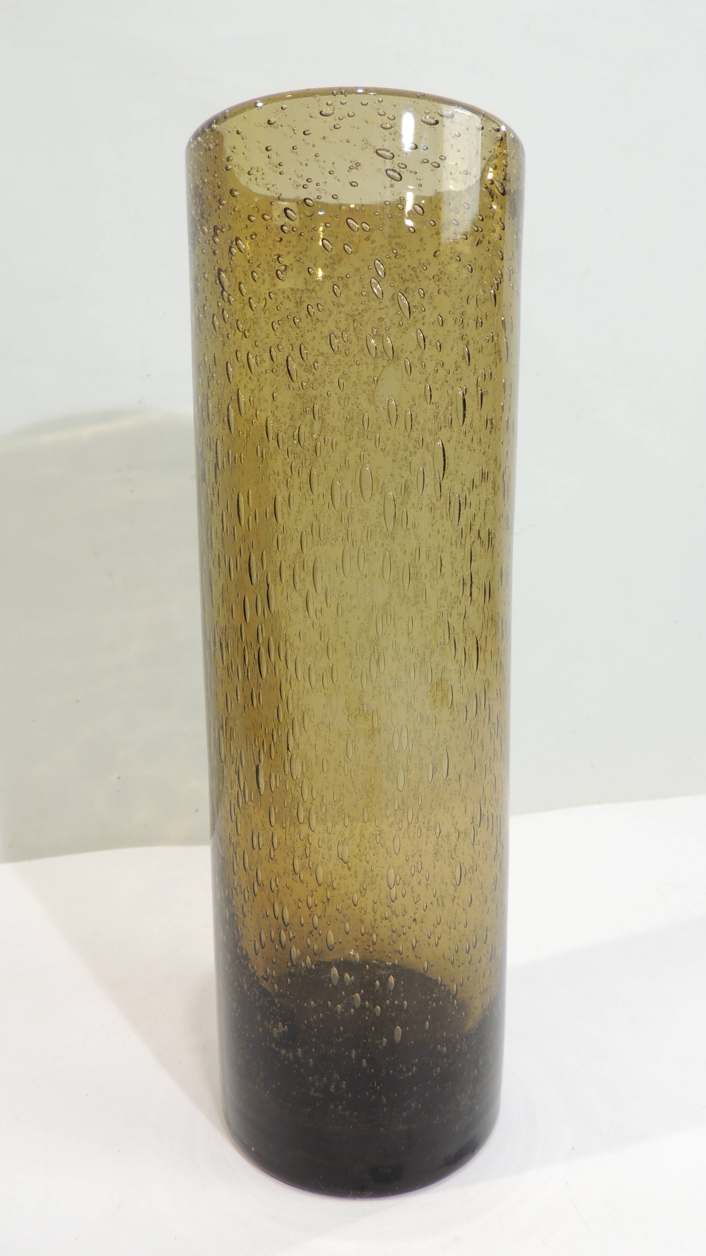 Vintage Bandor bubble vase – amber blown glass – 1960s design – decoration