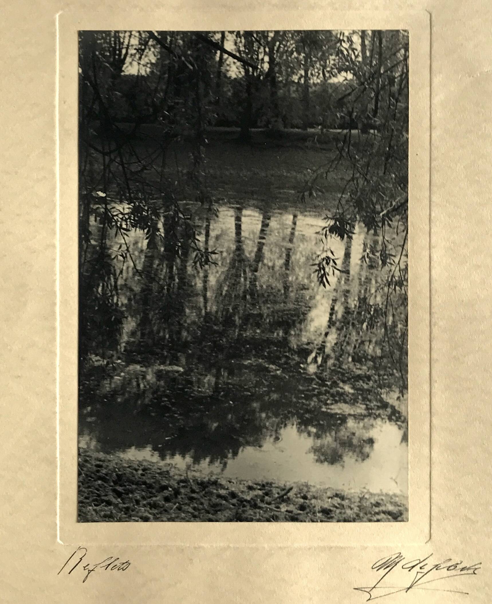 Georges lefebvre, reflections, black and white photograph, circa 1930. signed in ink