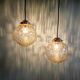 Amber bubble glass vintage pendant, 1970s