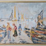 Fishing return - post-impressionist mixed technique