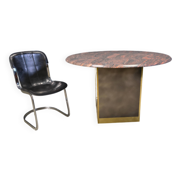 Table centrale en granit et laiton de Belgochrom, années 1970