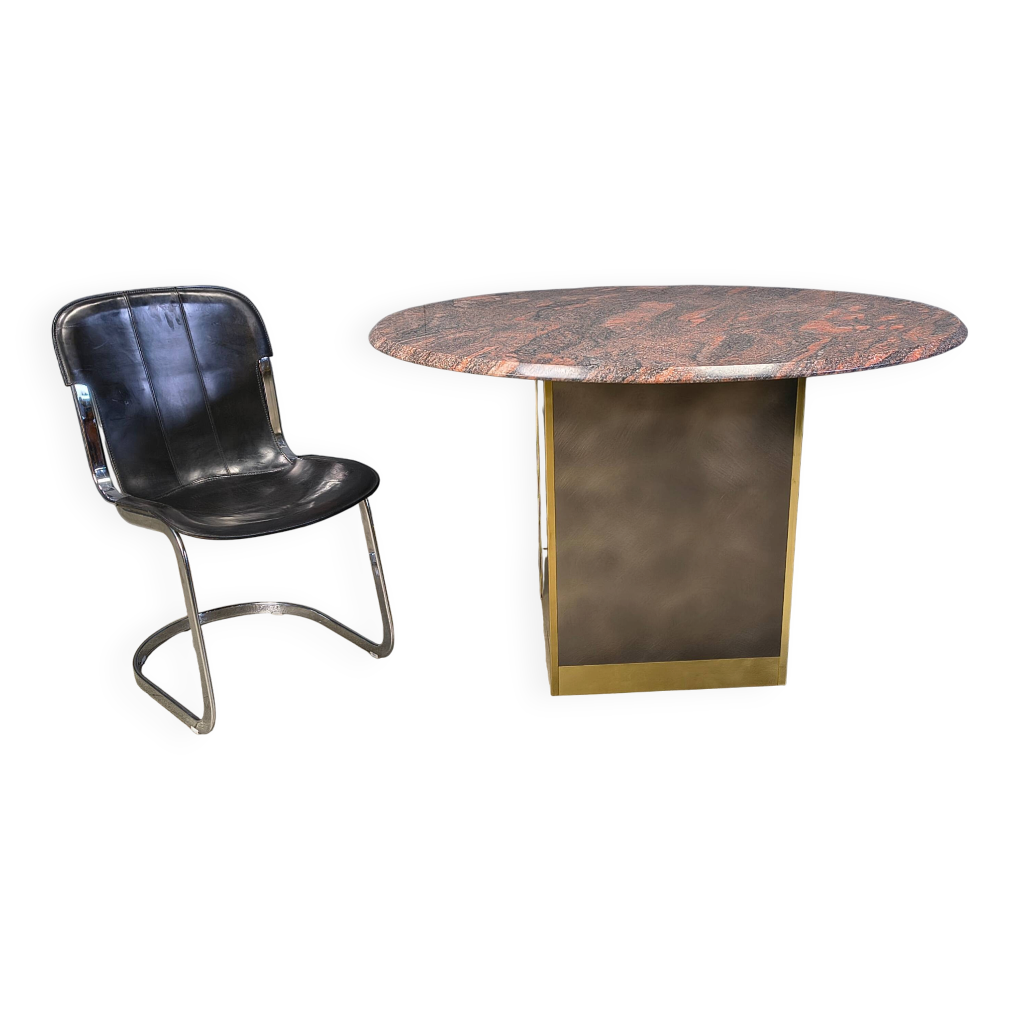 Table centrale en granit et laiton de Belgochrom, années 1970