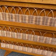 Scandinavian chest of drawers in oak and rattan from the 1960s