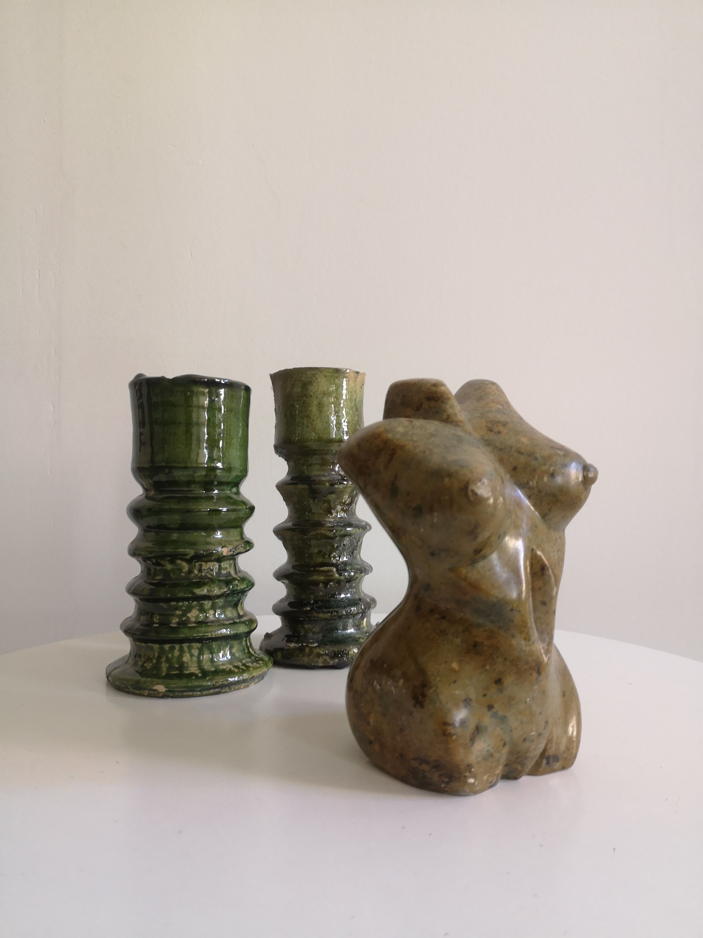 Enamelled ceramic candle holder, tamgroute