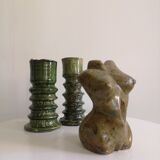 Enamelled ceramic candle holder, tamgroute