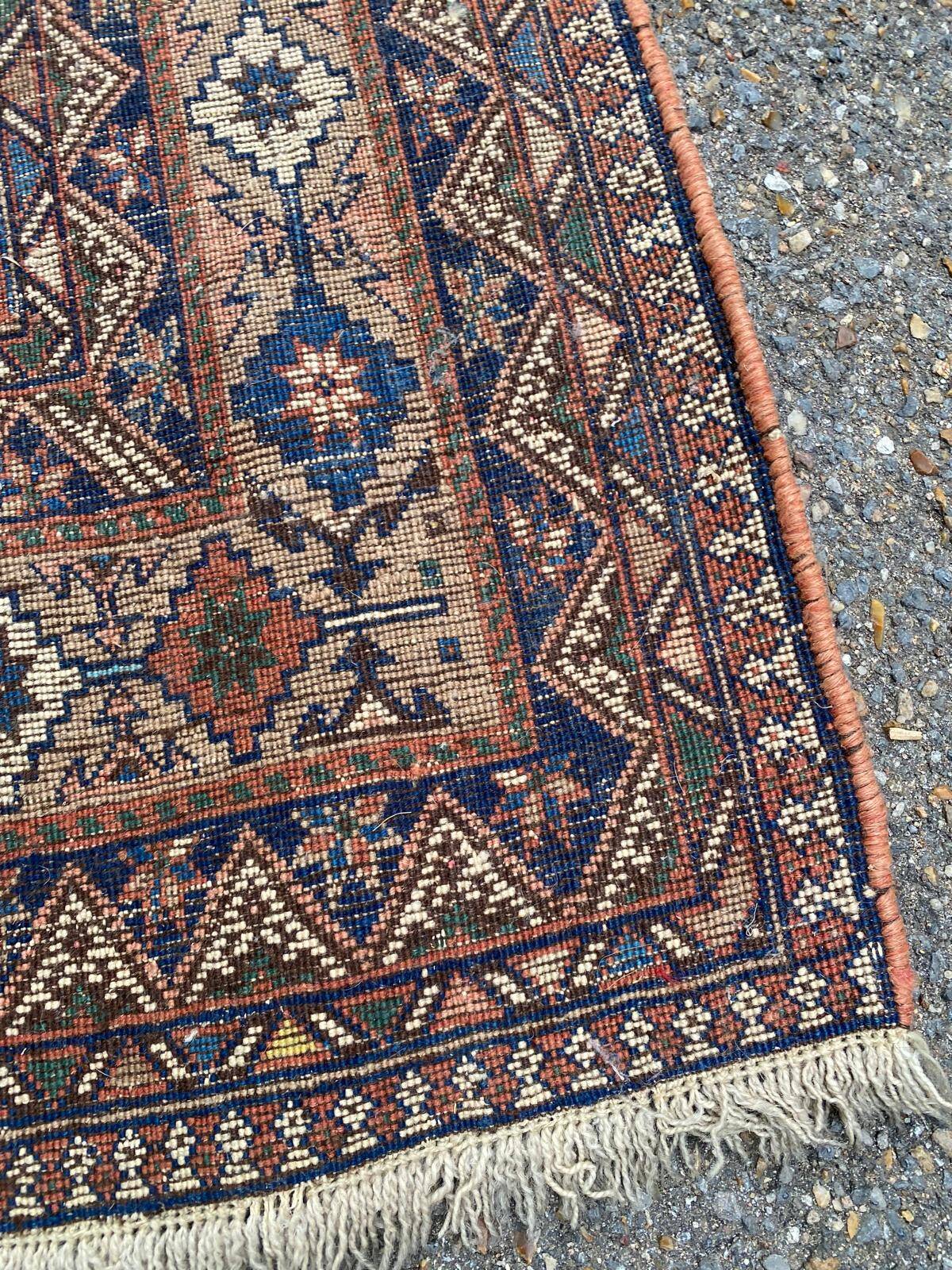 Handmade Yalameh Persian rug 200x300 indigo blue terracotta