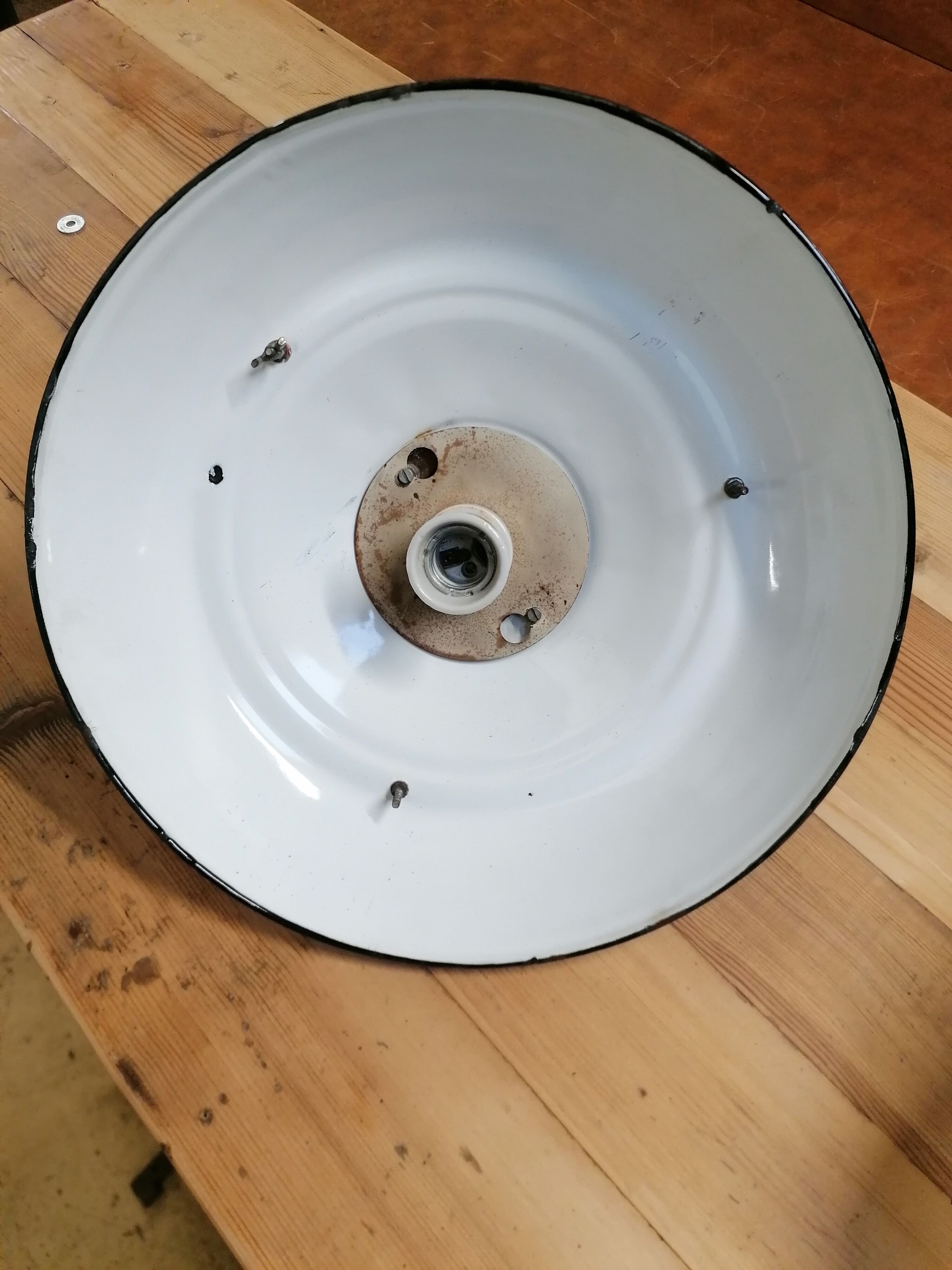 Set of 3 vintage Czech industrial pendant lights, 1950s