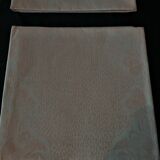Linge de table nappe et six serviettes coton damassé rose pâle
