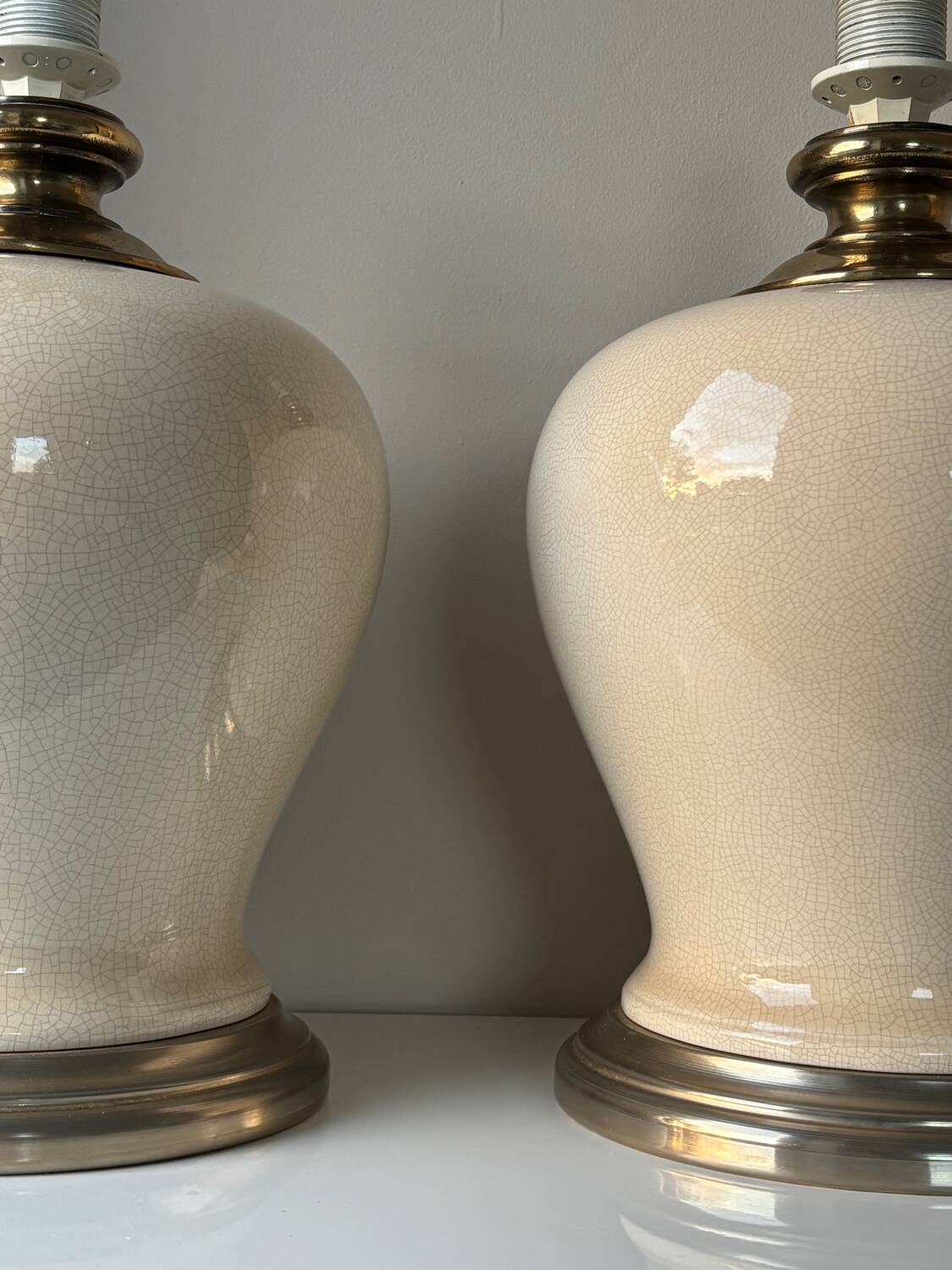 Pieds de lampe en céramique craquelée