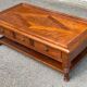 Solid cherry coffee table with 3 drawers in Louis Philippe style, 1980.