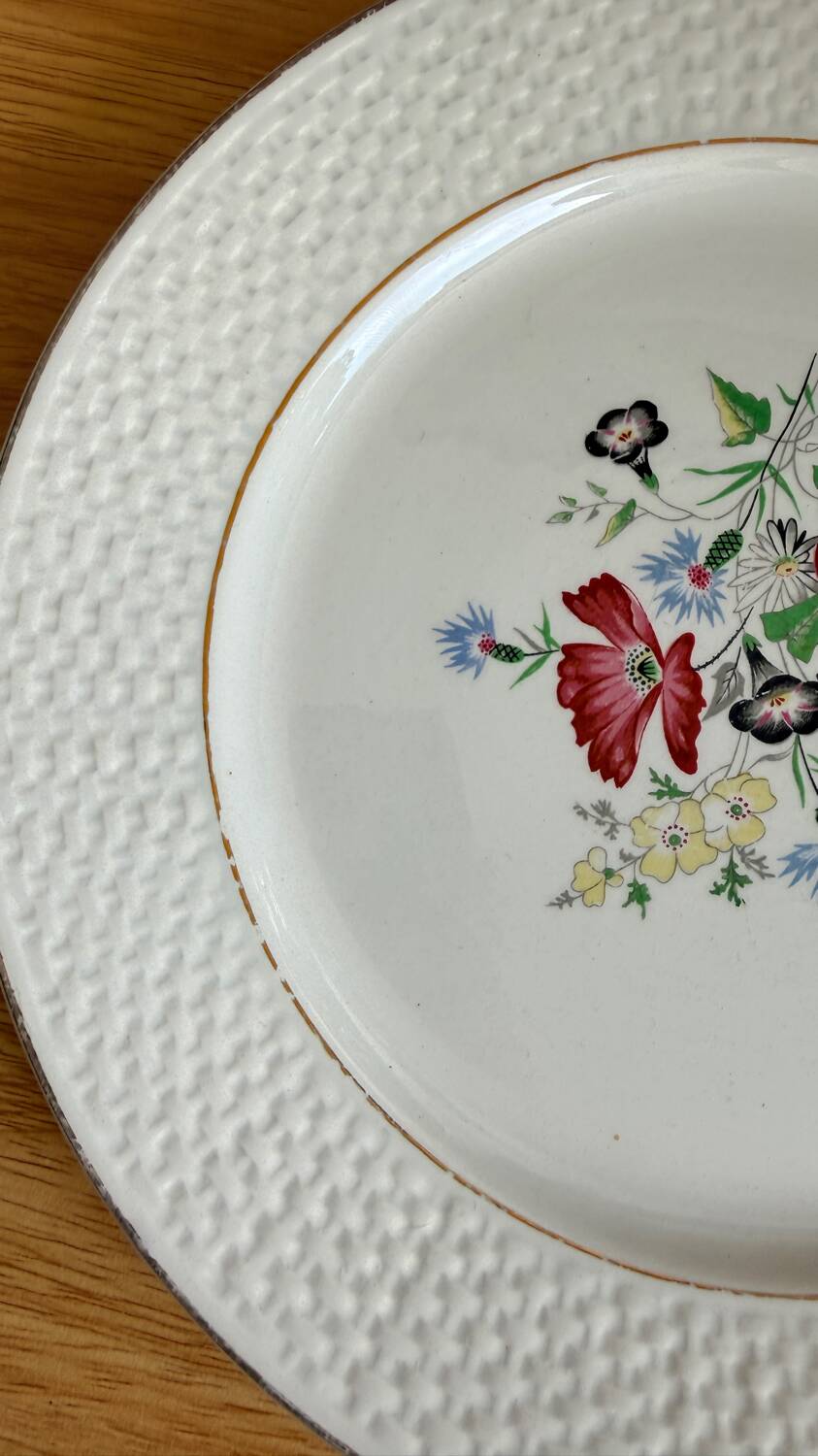 Set of 2 vintage flat plates – "Floralies" model – Digoin & Sarr