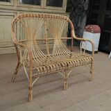 Bench rattan lounge - 2 chairs 1960
