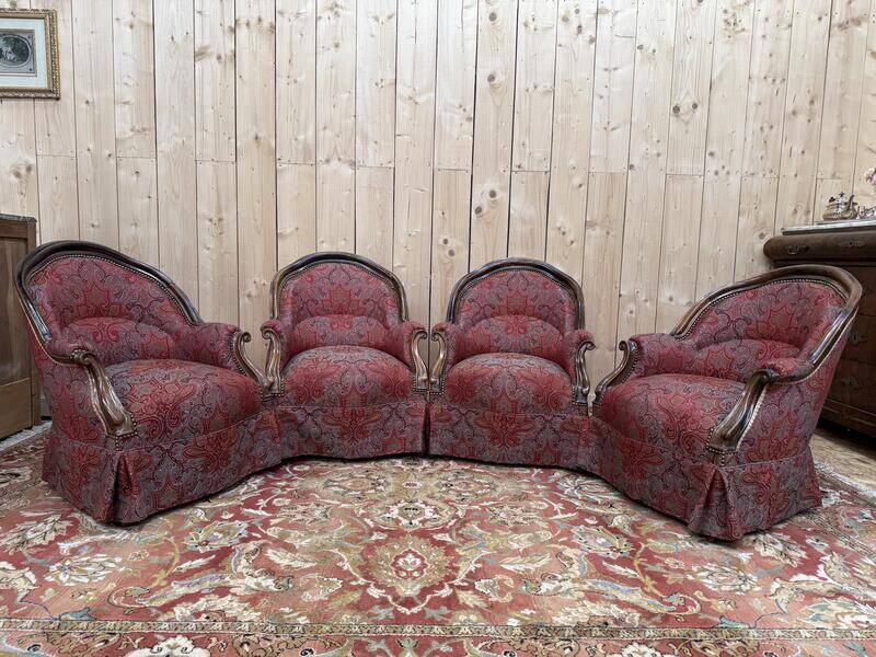 Suite de 4 fauteuils crapaud époque Napoléon III