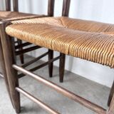 Set of 6 straw and oak Beauche chairs.