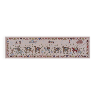 Hand knotted rug, vintage Turkish rug 53x190 cm