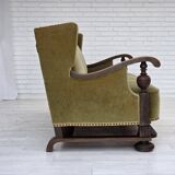 1950s, 3-seater Danish sofa, original condition, furniture velour, oak.