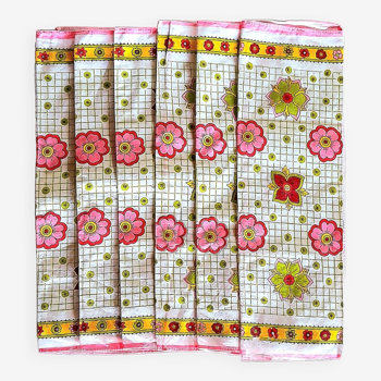 Set of 6 70s floral napkins
