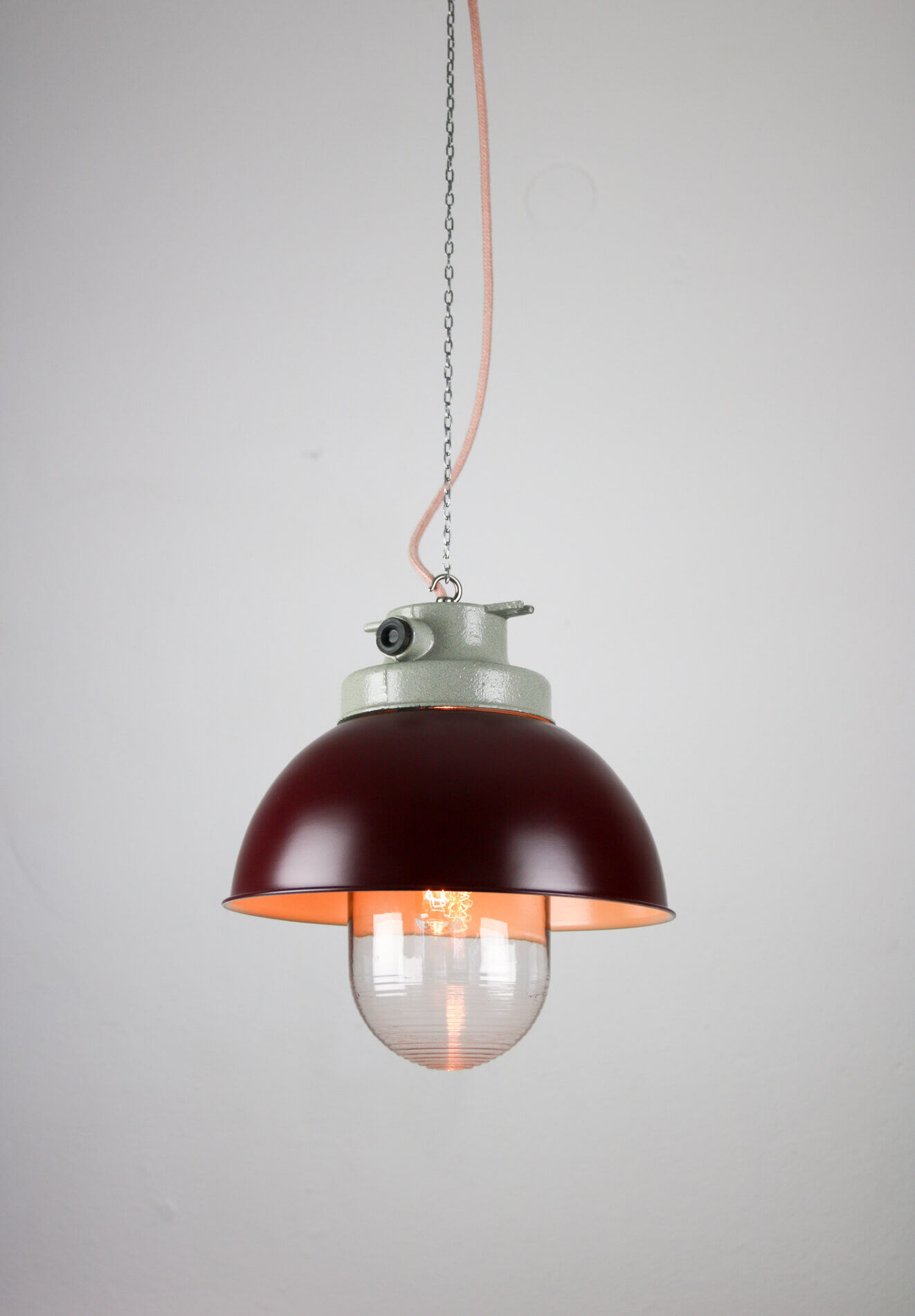 Vintage burgundy big industrial hanging light from TEP